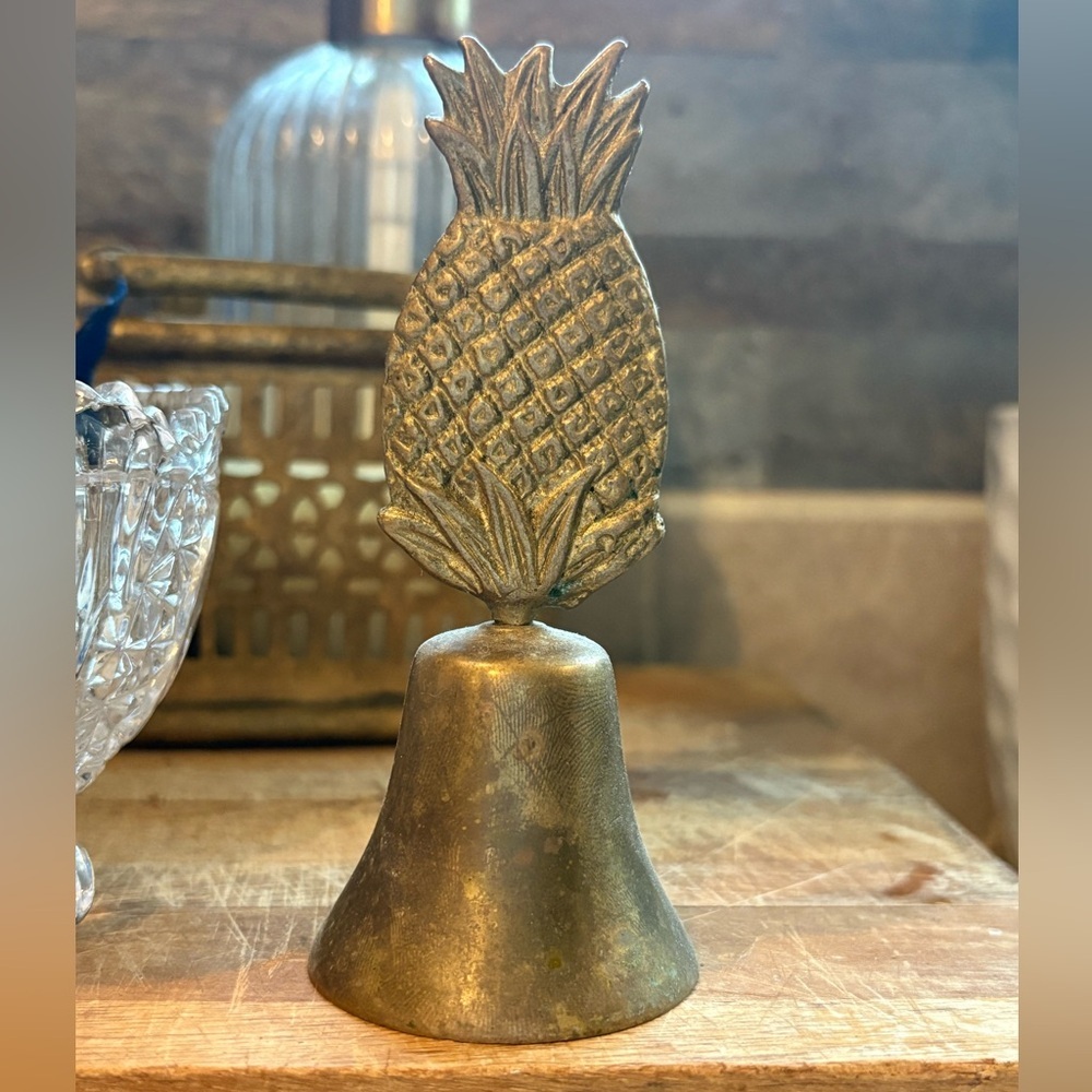 Vintage Pineapple Bell Solid Brass Hollywood Regency Style